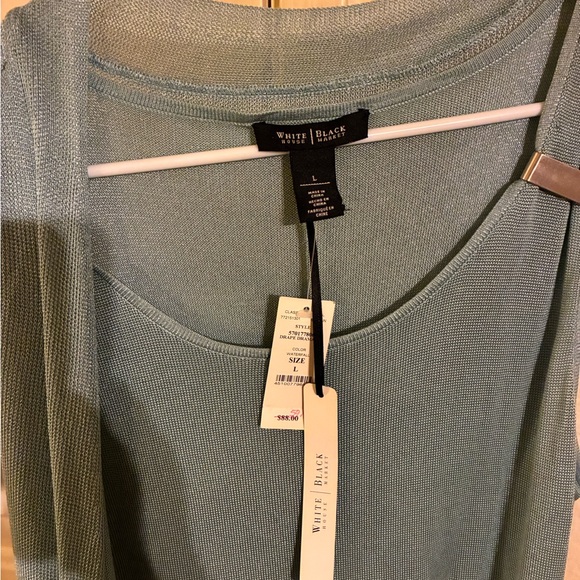 White House Black Market Green Tie Front Tank Top - Picture 2 of 2